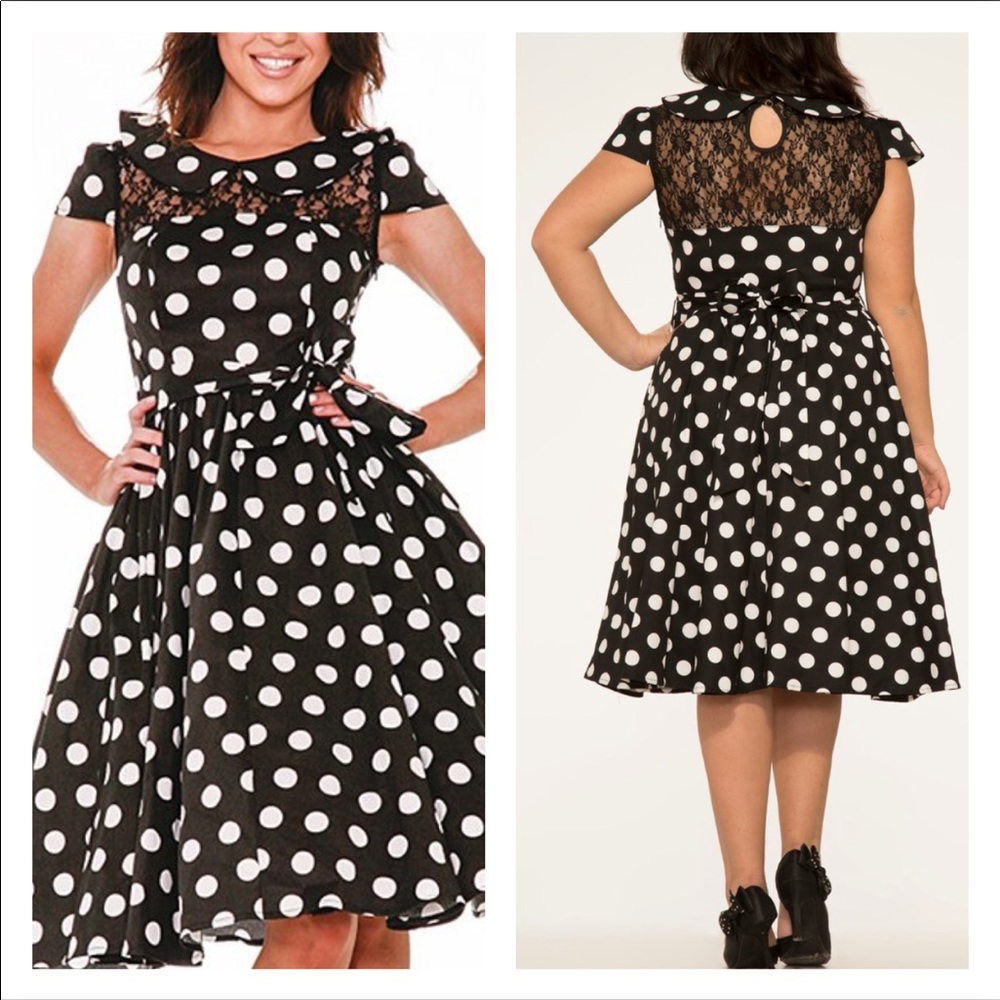 Black & White Retro polka dot dress with lace.